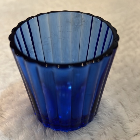 Vintage Cobalt Blue Glass Votive Candle Holder Caisa Mexico Collectible - Picture 2 of 5